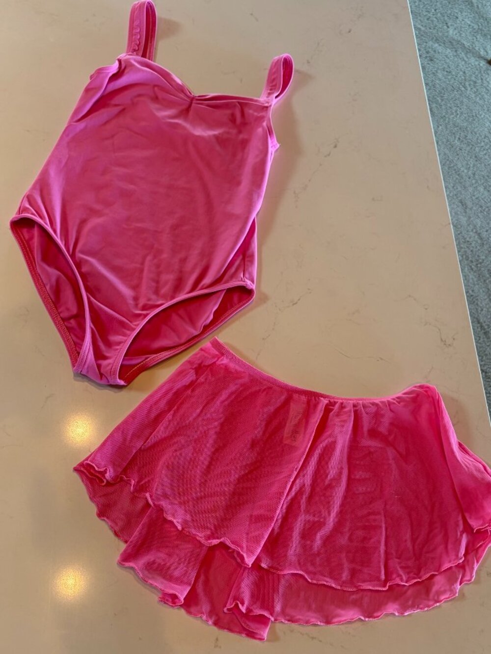 Wear Moi Pink Ballet Leotard Skirt Set Girls 12/14 XS